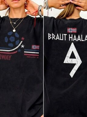 Norway World Cup '26 Graphic Tee - Black with Red, White & Blue Accents